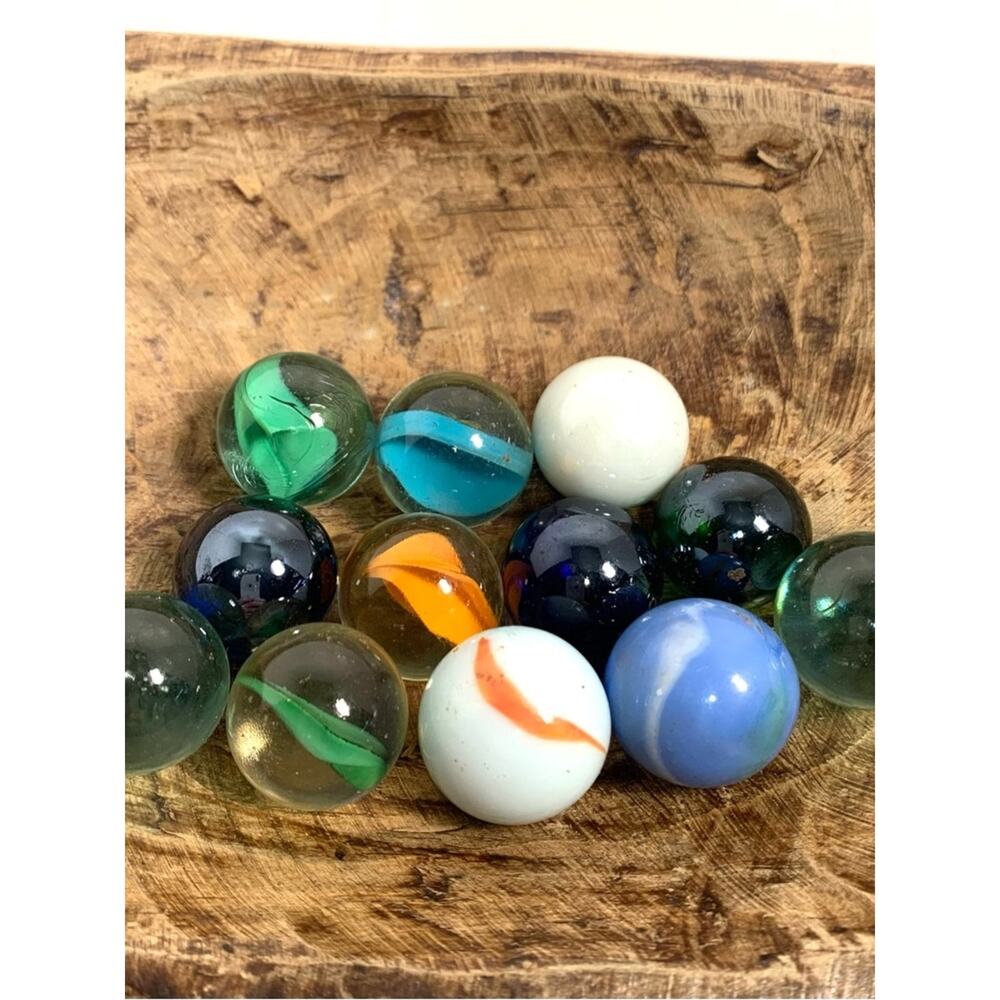 Lot of 12 Vintage Shooter Marbles Multi-Colors